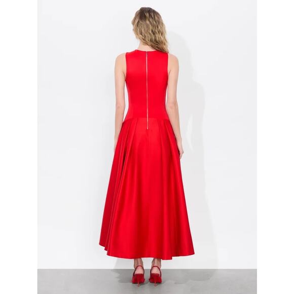 Alice and Olivia Adley Dress Drop Waist Midi Party Cocktail Statement Red Size 6 - Picture 3 of 10